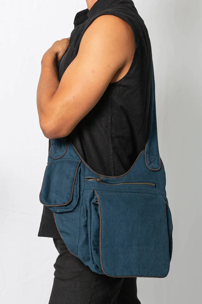 Kashi Satchel Bag Dark Blue & Charcoal