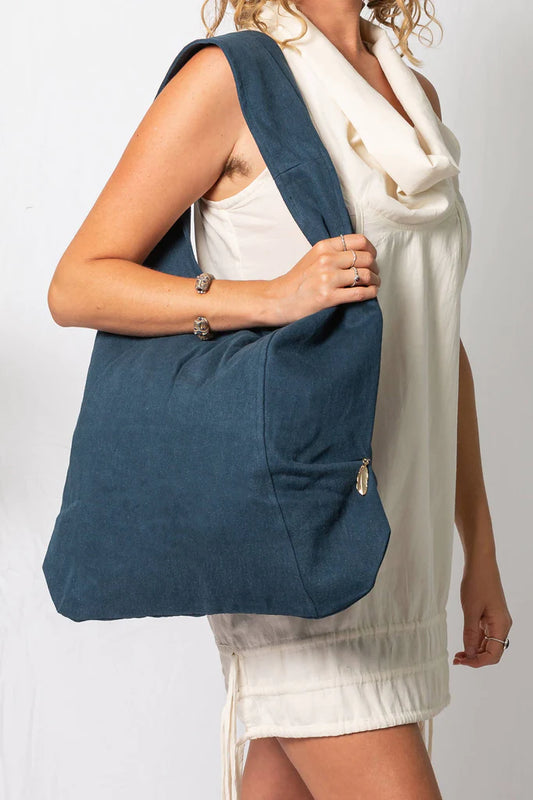 Feather Tote Bag Dark Blue