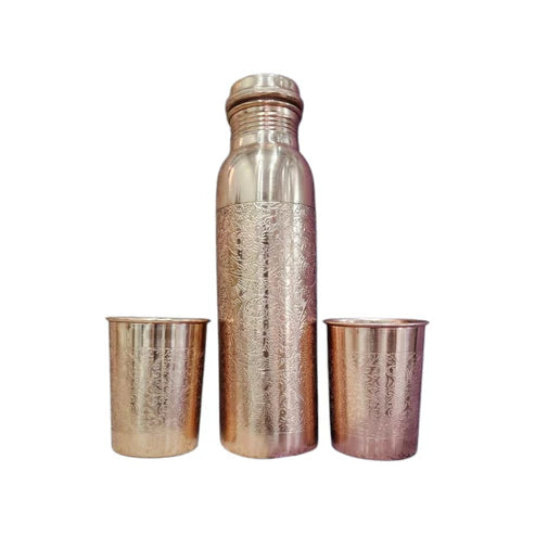 Eternal Glow Premium Copper Bottle Set – 950ml Bottle with Two 250ml Cups